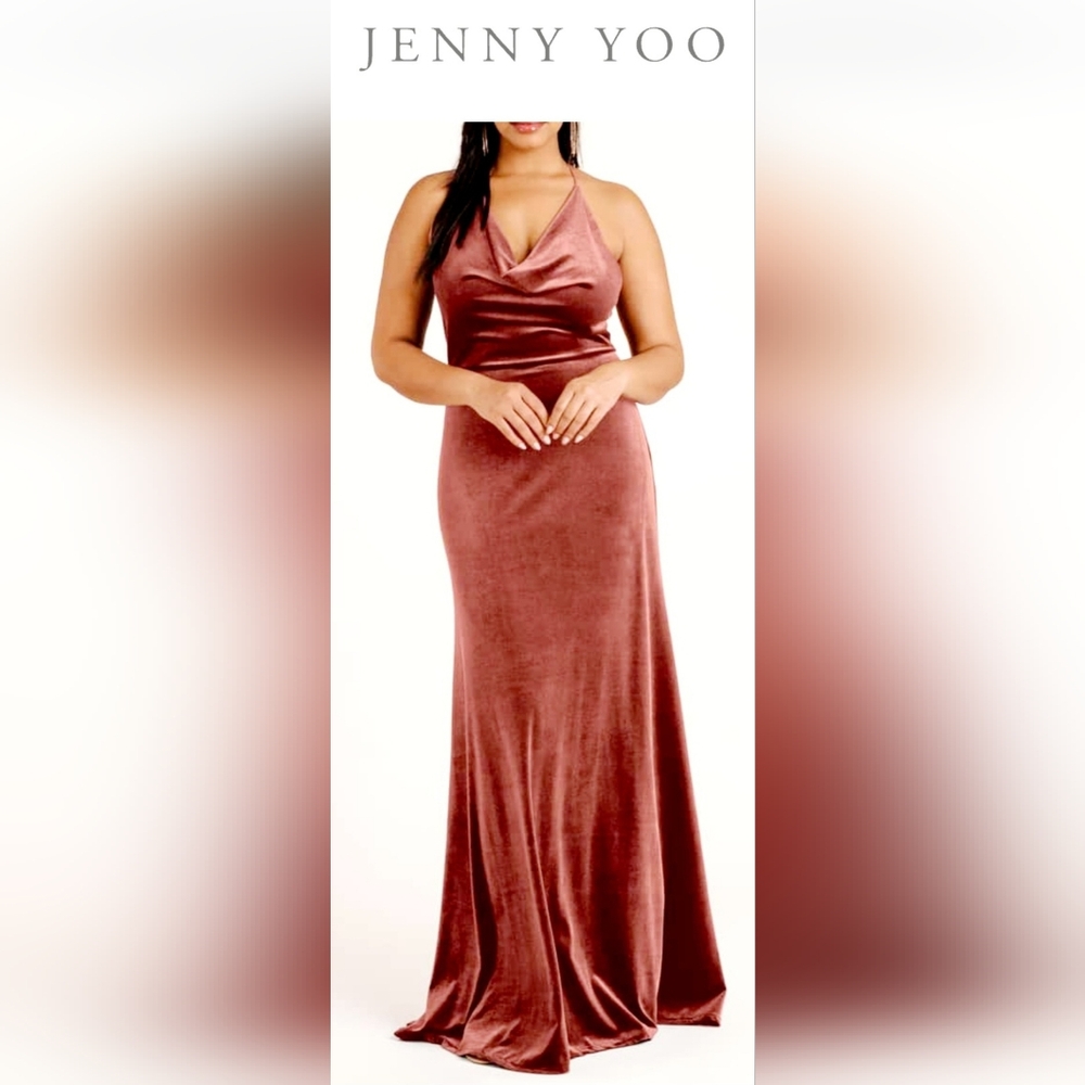 Jenny Yoo Sullivan Women's Gorgeous Velvet/Velour Maxi Dress Terracotta 12/Large